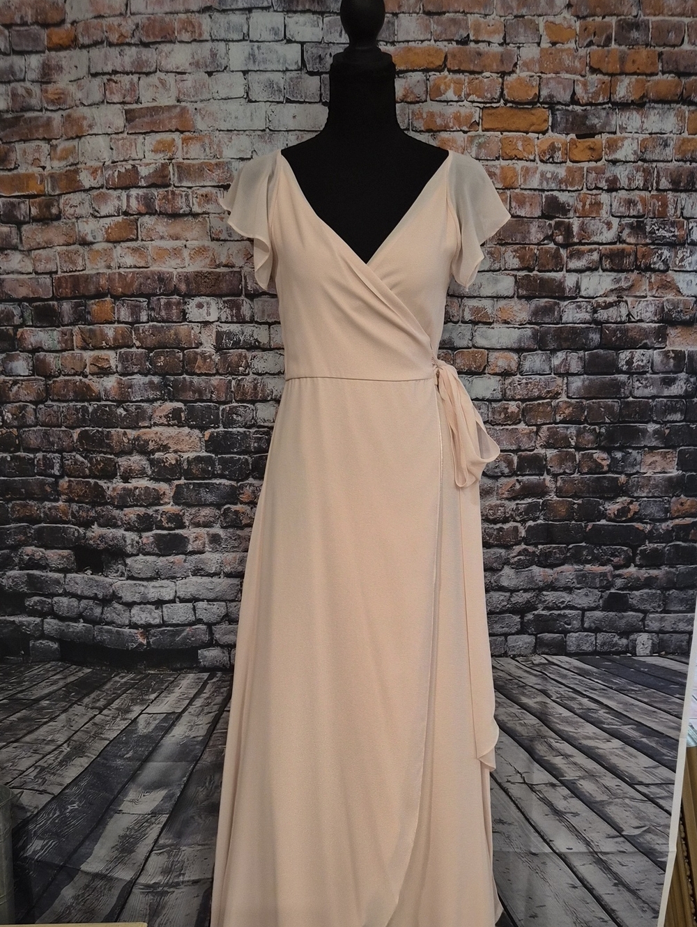 Joanna August Soft Pink Wrap Maxi Dress with Flutter Sleeves NWT SZ XS